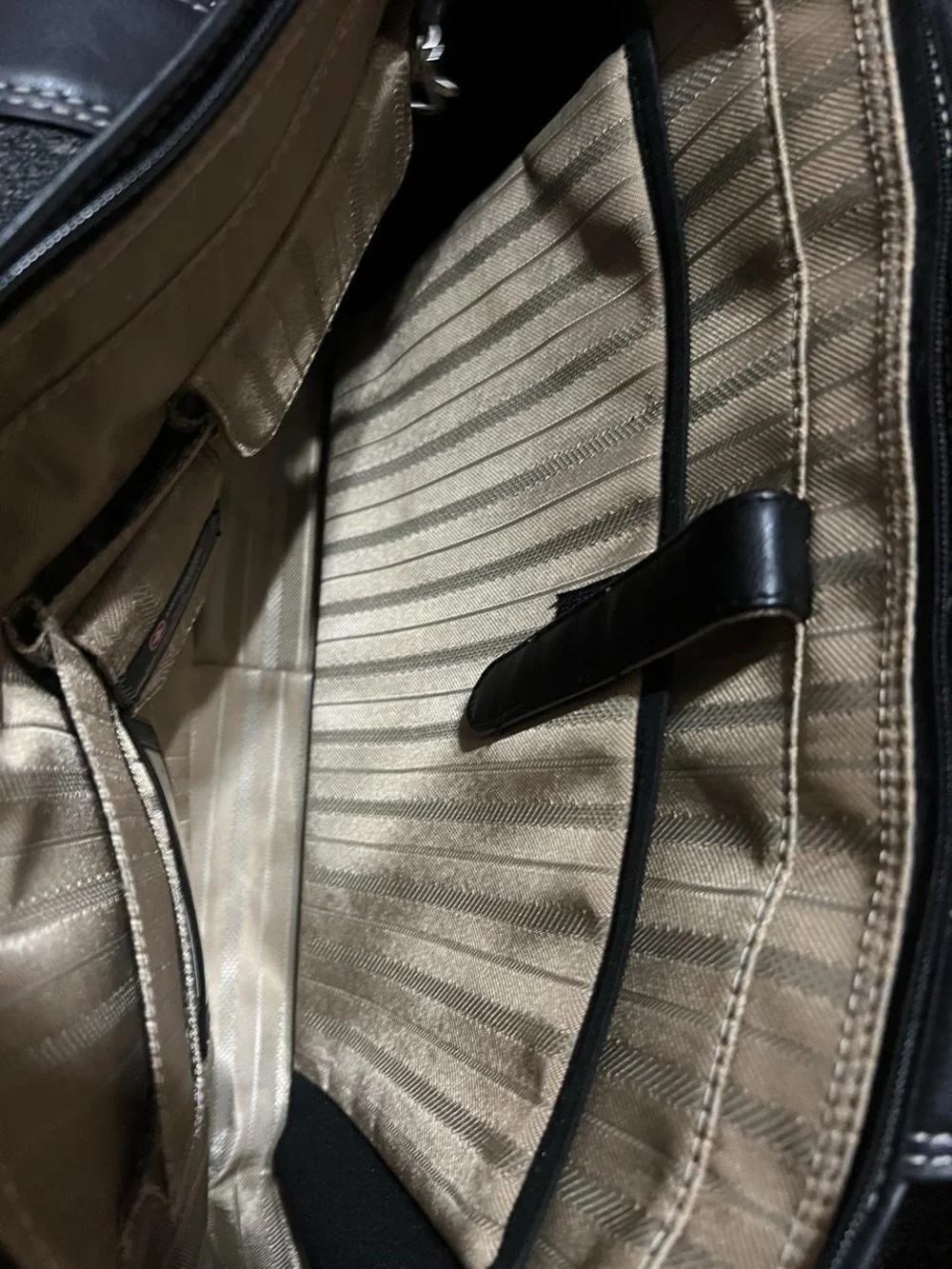 Black Tote Bag with Buckle-Trim Handles